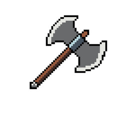 Fototapeta premium Double edged axe Pixel Art PNG image, Game Icon item double edged axe Pixel Art, Pixel Art 8 Bit, 16 Bit, 32 Bit