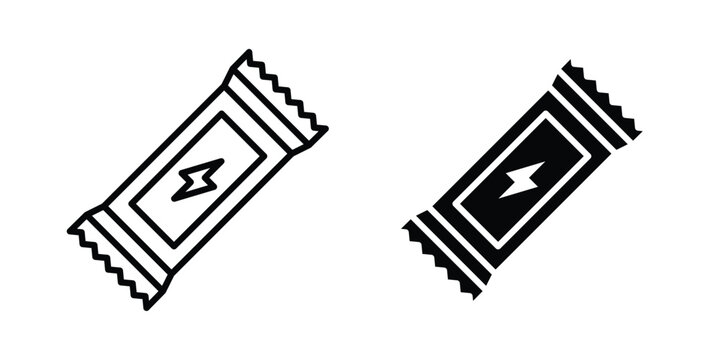 Protein bar icon symbol. Icon in flat style and line. Black and white