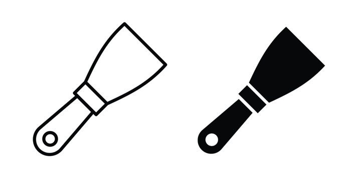 Putty knife icon symbol. Icon in flat style and line. Black and white