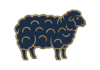 Obraz premium Gold outline of a standing sheep isolated on a transparent background