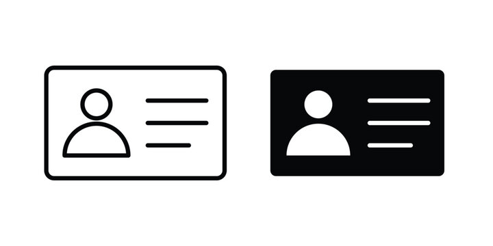 user id icon symbol. Icon in flat style and line. Black and white