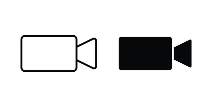 Video call icon symbol. Icon in flat style and line. Black and white