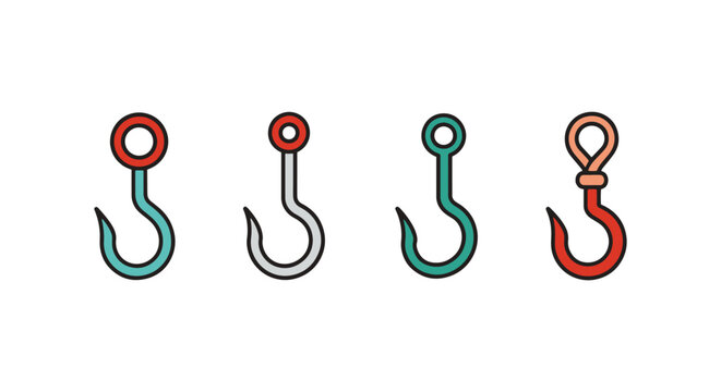 Meat hook Line art vector set abstract simple shape illustration