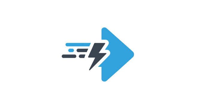 Fast Moving Blue Arrow Icon Symbol.
