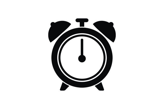 Alarm clock icon with two bells and a round dial, a classic timepiece for waking up promptly and on time each day.