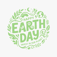 Naklejka premium The flat design for the Earth Day poster focuses on simplicity, elegance, and ease of recognition