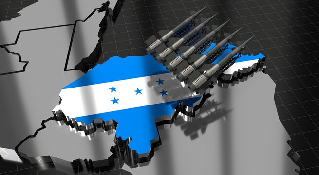 Honduras - missiles on country map and flag - 3D illustration