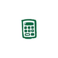 Obraz premium A simple green sketch of a calculator with a display and buttons