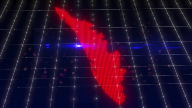 Kerala Keralam KL Digital Network Cyber Technology Futuristic AI Map Concept Visualization Glow Effect Map	
