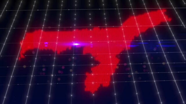 Assam Digital Network Cyber Technology Futuristic AI Map Concept Visualization Glow Effect Map	
