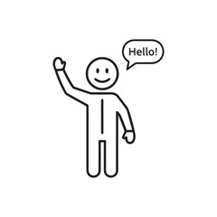 Fototapeta premium Friendly Person Waving Hello Speech Bubble Icon Greeting Symbol.