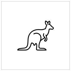 Fototapeta premium Kangaroo Line Art: A clean and minimalist line art illustration of a kangaroo in a dynamic pose, capturing its iconic silhouette