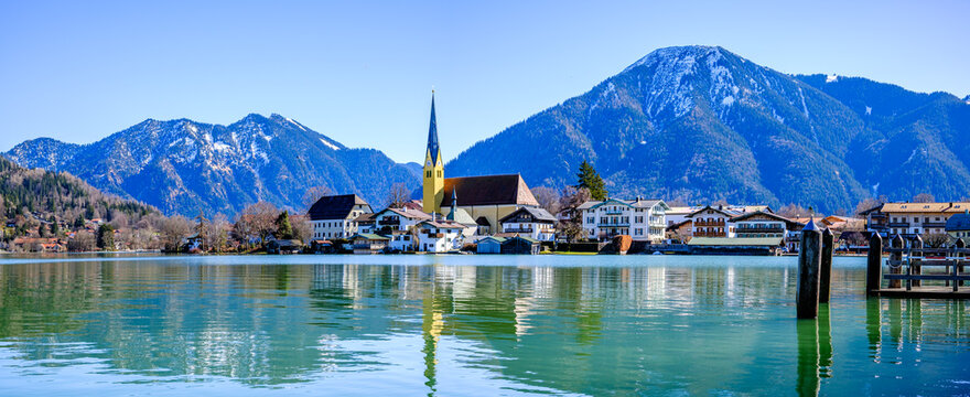 famous landscape at the tegernsee lake - bavaria
