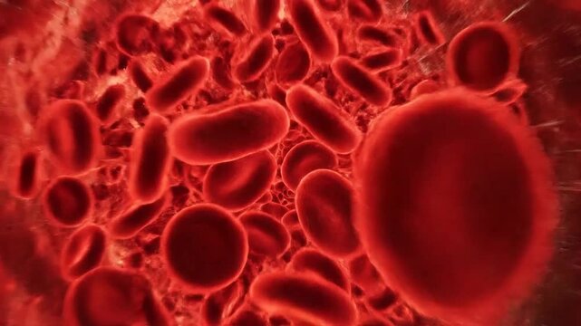 Red Blood Cells Flowing Through Vein.
