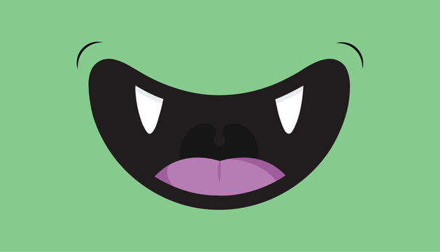 Cartoon Vampire Mouth Fangs Cute Halloween Character