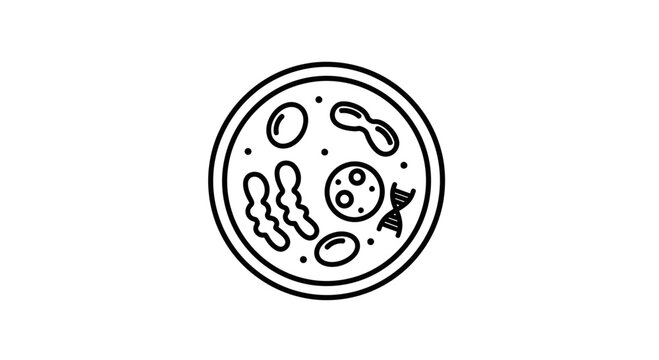 Cell Biology Icon: Scientific Illustration of Cell Structure with DNA and Organelles