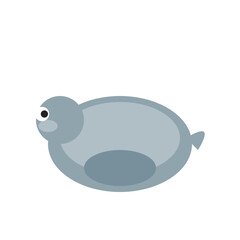 Naklejka premium A cartoon seal illustration swims in the ocean water.