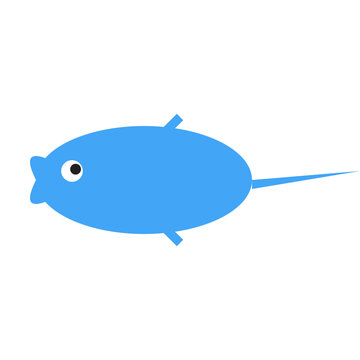 Round Blue Fish Cute Cartoon Flat Vector Icon