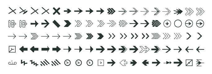 Extensive collection of arrow icons in various styles, sizes, and directions for diverse design needs. © tareq