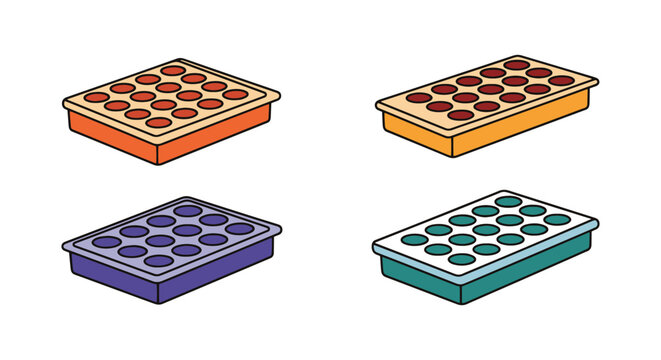 Vial Tray Line art vector set modern simple shapes illustration