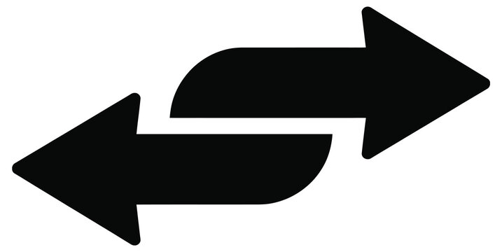 Two black arrows pointing in opposite directions, left and right, isolated on white background