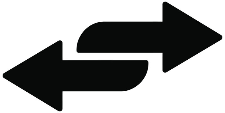 Two black arrows pointing in opposite directions, symbolizing exchange or reciprocity