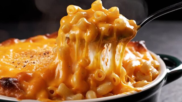 Macaroni and Cheese with Melted Cheese Topping macaroni and cheese, mac and 4k video
