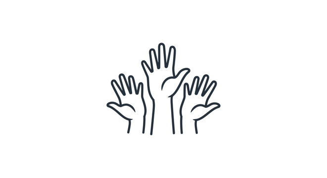 raised hands graphic symbolizing voting participation and community support ideal for teamwork social issues and volunteer concepts.