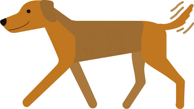 Brown dog running with tail wagging