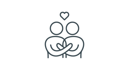 Obraz premium two abstract people embracing with a heart icon above them symbolizing love partnership and emotional connection.