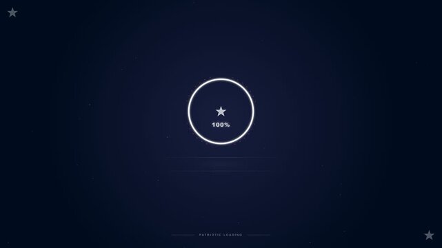 Patriotic loading animation with USA colors, circular progress indicator for Independence Day