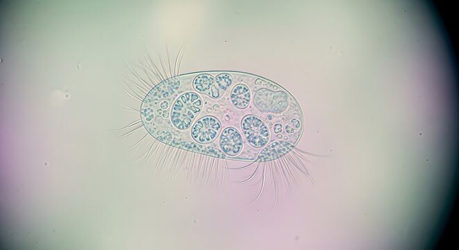 Single celled protist under microscope effect