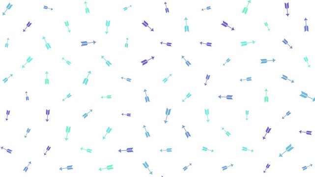 Animated Seamless Pattern Of Rotating Multicolored Bow Arrow Symbols In Blue And Teal Tones On A White Background, 4K