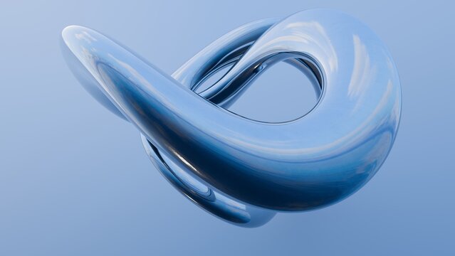 Fluid liquid blue metal shapes and spheres abstract background. 3d illustration
