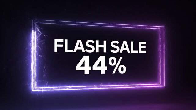 Flash sale promotional banner featuring a glowing purple lightning bolt and forty four percent discount text.