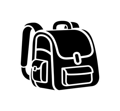 Minimalist Black School Backpack Vector Icon