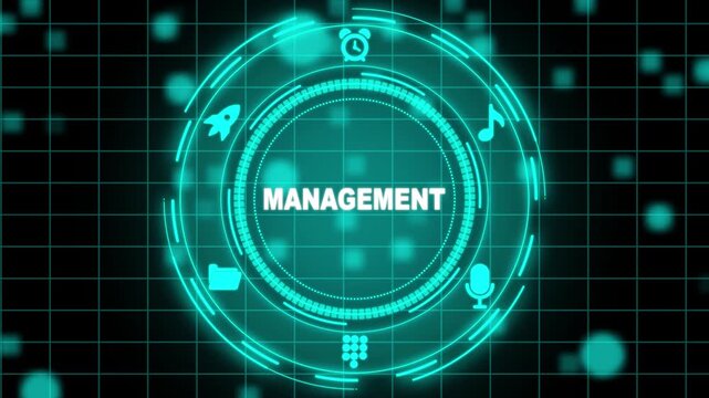 Interactive smart management interface animation for business management flow and technology concept.
