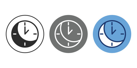 Sleep cycle icon with clock and day night concept in minimal style. Represents circadian rhythm, insomnia, sleep disturbance, sleep disorder, bedtime routine, biological clock and rest balance. Suitab