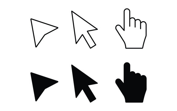 Mouse Cursor Icon Set &ndash; Click Pointer, Hand Cursor, Arrow & Loading Vector