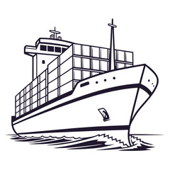 Obraz premium Container ship sailing on water cargo ship boat vessel transportation