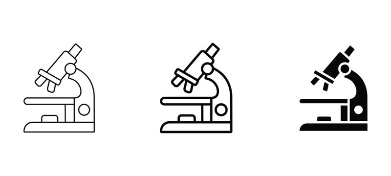 Microscope Icon Set &ndash; Lab, Science, Medical & Healthcare Vector