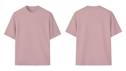 Naklejka premium Blush Pink Short Sleeve T-Shirt Mockup Front Side Back Views on Isolated Background