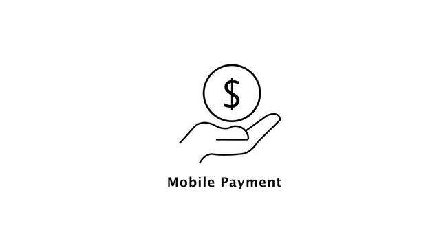 done icon complete accept with payment done text animation.cashless mobile payment icon line set online shopping digital purchase money transfer signs vector hand