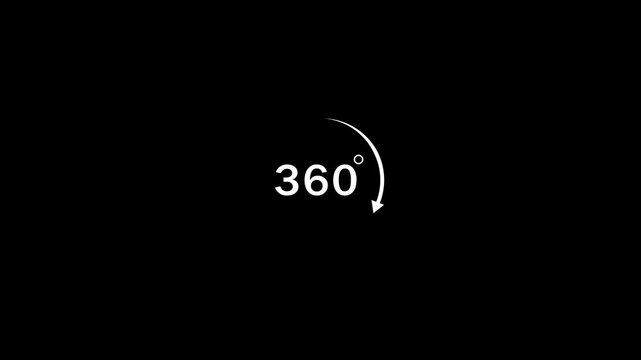 360 degree rotation stock video animation.360 degree rotate view icon animation 4k animated background.360 Degrees view icon isolated on background vector.