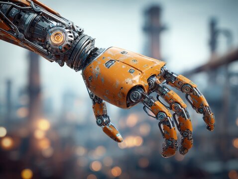 robot arm automation with technology background