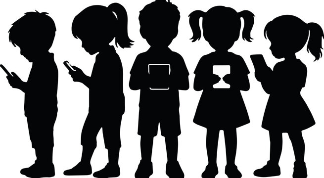 Children using devices for messaging and communication