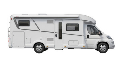 Fototapeta premium White modern motorhome side view isolated on transparent background