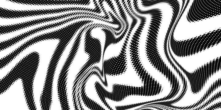 Background with irregular, chaotic dots, points, circle. Abstract monochrome pattern. Black and white color.