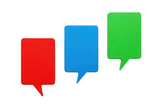 Three colorful speech bubbles in a row