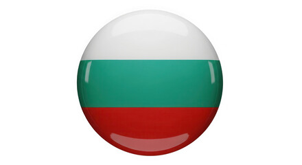 Obraz premium Bulgarian flag oval button with glossy finish isolated on transparent background